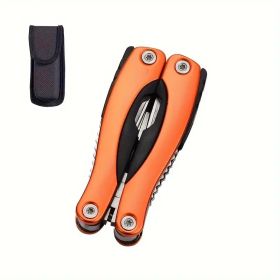 Professional Stainless Steel Pliers Tool Set: Multi-function Knife, Nylon Sheath, Etc. - The Perfect Gift For Camping, Survival, Hiking, Etc.! (Color: Orange camping outdoor)